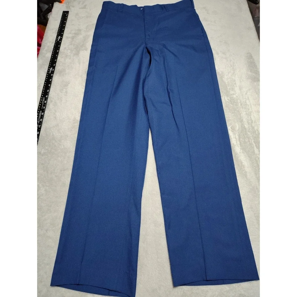 DSCP Trousers Men 33/32 Navy Blue Dress Formal Uniform Flat Polyester Wool